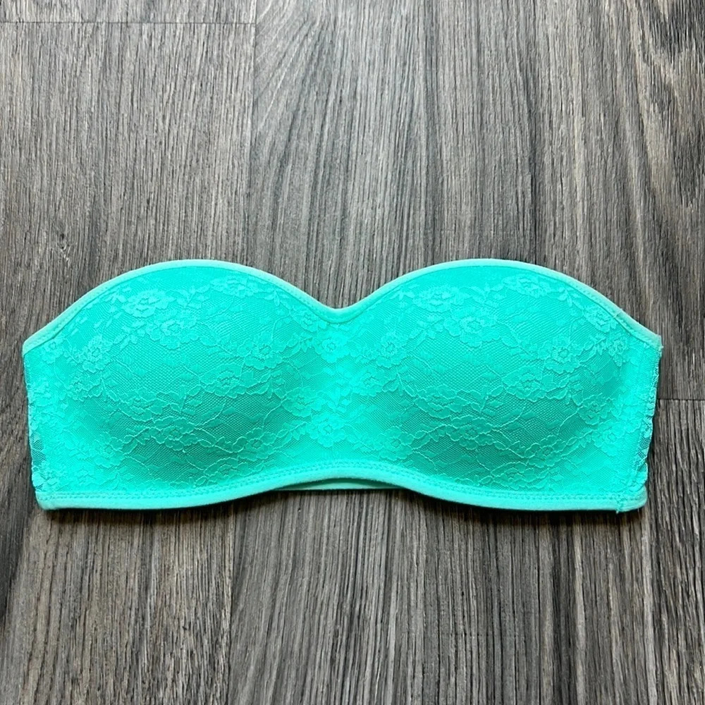 Victoria’s Secret Pink Strapless Bralette Teal Size Small